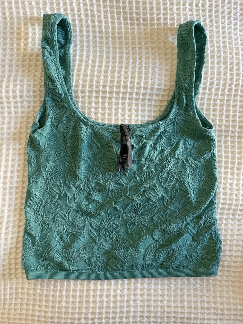 Green Floral Textured Tank Top from Anthropologie